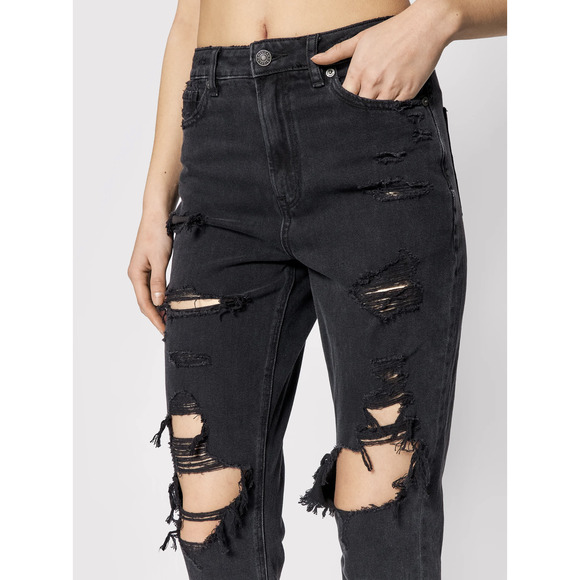 AMERICAN EAGLE Mom Jeans Comfort Stretch Waistband Black Distressed NWT Size 8 - Picture 16 of 16